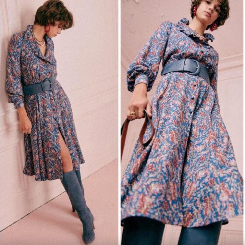 Sezane Robe Loree Midi Dress NWT.  Never worn, tags still attached.